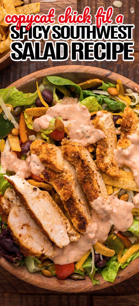 Chickfila Southwest Salad Recipe, Zaxbys Salad Recipe, Chick Fil A Spicy Southwest Salad Recipe, Chic Fil A Salad Recipe, Chick Fil A Southwest Salad Recipe, Chick Fil A Southwest Salad, Chick Fil A Salad Recipe, Chickfila Salad, Santa Fe Chicken Salad Recipe