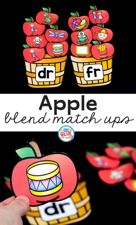 This Apple Blends Match-Up helps students pull together individual sounds or syllables within words in an enjoyable hands-on way #literacy #literacycenters Sound Blending Activities, Constant Blends, Consonant Blends Games, Kinder Literacy Centers, Initial Blends, Kindergarten Classroom Management, Blends Activities, Early Years Classroom, Word Boxes