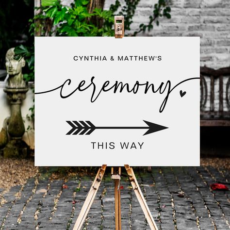 Unique Wedding Ceremony Ideas, Ceremony Script, Wedding Direction Signs, Direction Sign, Wedding Directions, Elopement Invitation, Wedding Script, Cricut Wedding, Directional Signs