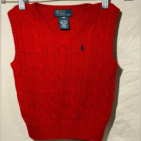 Your Little Guy Will Be Adorable In This Red Sweater Vest From Ralph Lauren. Size 24 Mo, It Is Like New With No Signs Of Wear. Red Sweater Vest, Light Pink Cardigan, Cotton Cable Knit Sweater, Red Pullover Sweater, Polo Ralph Lauren Kids, Long Pullover, Ralph Lauren Pullover, Navy Blue Sweater, Half Zip Sweaters