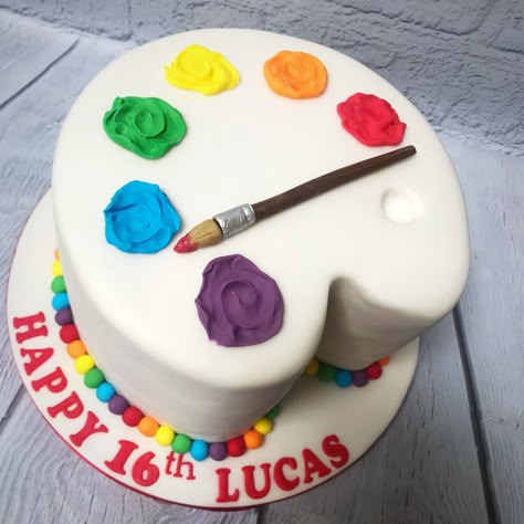 Artists palette cake Artist Palette Cake, Art Palette Cake, Painters Palette Cake, Painter Cake Ideas, Back To School Cake Ideas, 21 Cake Ideas, Artist Cake Ideas, School Cake Ideas, Painter Cake