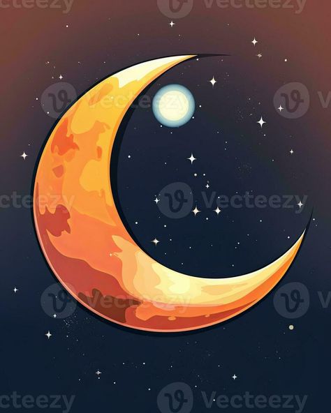 an illustration of a crescent moon with stars in the background generative AI Crescent Moon Illustration, Crescent Moon With Stars, Moon With Stars, Moon Pictures, Moon Illustration, Crescent Moon, Crescent, Concept Art, Royalty Free Stock Photos