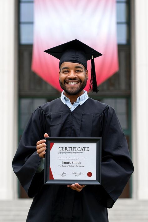 Graduating Students Pictures, Graduation Day Pictures, Certificate Mockup, Holding Picture Frame, Graduation Party Planner, Framed Certificate, Temp Fade, Graduation Certificate, Student Picture