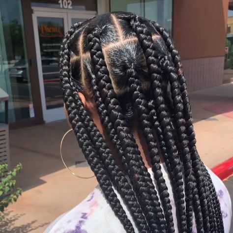 Mo on Instagram: “KNOT ya Average Braider🤞🏽🤣🤣 Large Knotless Plaits Book now! Link in bio  #azbraids #azbraider #azstylist #azhair #chicagobraids…” Cornrows With Box Braids, Jumbo Knotless, Knotless Box Braids, Long Pixie Hairstyles, Fishtail Braids, Big Box Braids, Big Box Braids Hairstyles, Jumbo Box Braids, Long Box Braids