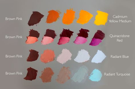 Oil Painting Palette, Mixing Paint Colors, Color Mixing Chart, Painting Palette, Painting Medium, Pink And Brown, Old Paintings, Color Mix, Colour Tint