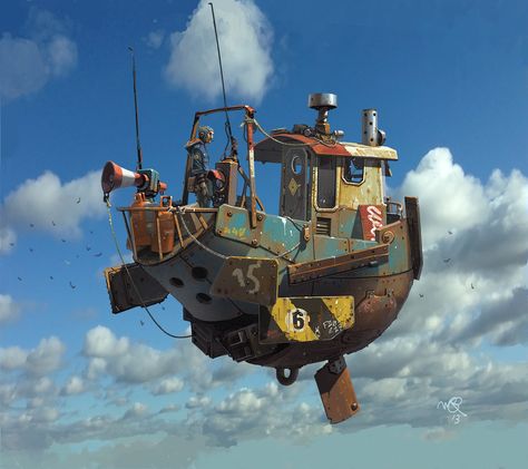 ArtStation - Flying boat from Ian Mcque (concept art), Carl Methot Ian Mcque, Flying Ship, Steampunk Airship, Art Steampunk, Charcoal Drawings, Flying Boat, 3d Modelle, Steampunk Art, Prop Design