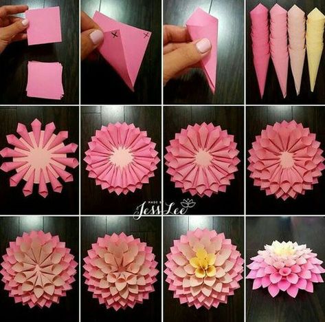 Hadiah Diy, Paper Flowers Diy Easy, Paper Flower Wreaths, Paper Dahlia, Diy Flores, Easy Paper Flowers, Paper Flower Template, Crepe Paper Flowers, Paper Flowers Craft