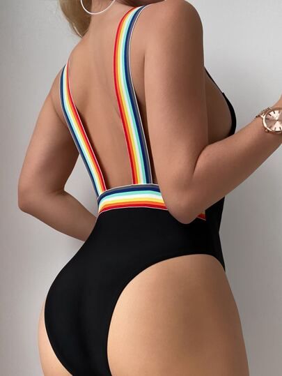 Rainbow Stripe One Piece Swimsuit | SHEIN USA Swimsuit Shein, Striped One Piece, One Piece For Women, Rainbow Stripes, Women Swimsuits, One Piece Swimsuit, One Piece, Rainbow, Free Shipping