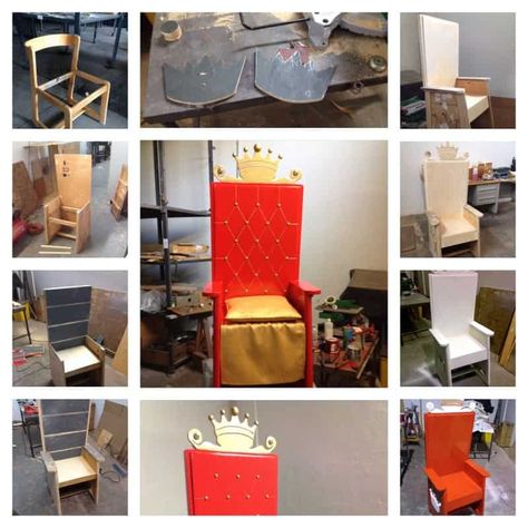 Diy Throne Chair Ideas, Birthday Throne, Birthday Chair, Royal Chair, Medieval Party, Doors Repurposed, Throne Chair, Old Chairs, Old Chair