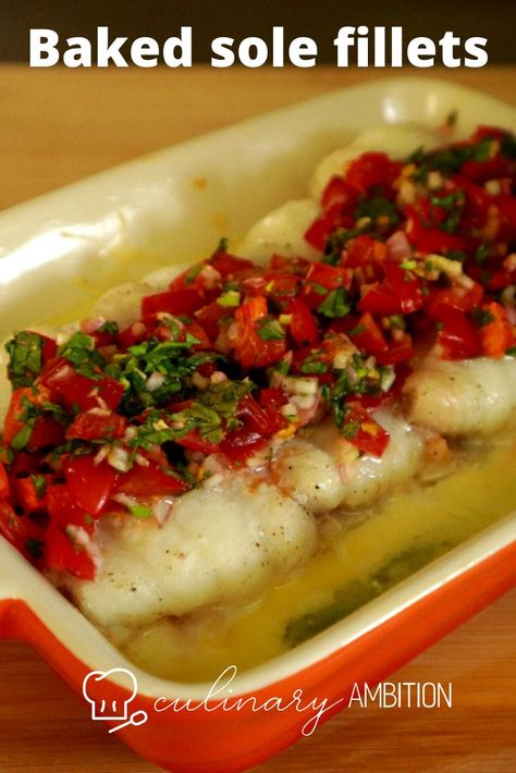 Baked sole fish is one of the most delicious recipe that accent the mild, buttery, sweet flavour, and it is very easy to fillet. #sole #solefish #fishfillets #ovenbaked #ovendish #tomatosalsa #bakedfish Sole Fish Recipes, Sole Fillet Recipes, Baked Sole, Sole Recipes, Breakfast Kids, Sole Fish, Dover Sole, Rice Side Dish Recipes, Fish Recipes Baked