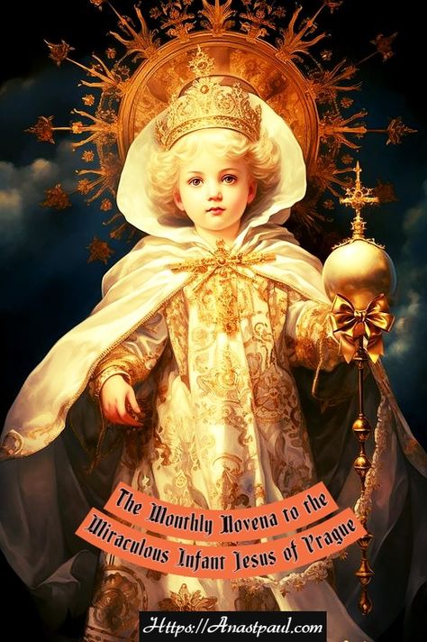 The Monthly Novena to theMiraculous Infant Jesus of Prague There are two standard Novenas to the Infant Jesus of Prague – the one we will use below and the other for the Feast on 2 January. The Mon… Swaddling Clothes, Saint Feast Days, Speech And Hearing, Jesus Cartoon, Infant Of Prague, Novena Prayers, Jesus Drawings, Infant Jesus, Child Jesus