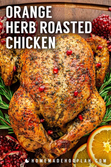 Christmas Dinner Recipes Main, Main Dish For A Crowd, Baked Whole Chicken Recipes, Dish For A Crowd, Oven Roasted Whole Chicken, Roasted Chicken Recipe, Rustic Dinner, Herb Roasted Turkey, Roast Chicken Dinner