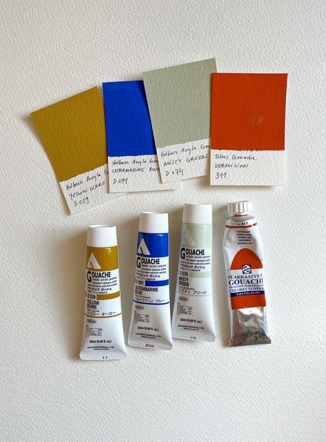 Gouache Color Palette, Holbein Acryla Gouache, Holbein Gouache, Gouache Palette, Neon Palette, Create A Color Palette, Paint Color Pallets, Sage Color Palette, Collage Books