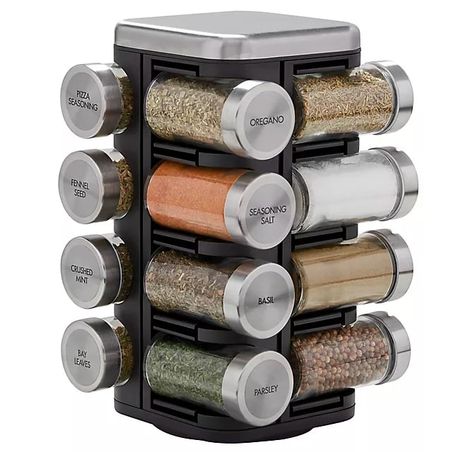 A Spice Zone Revolving Spice Rack, Countertop Spice Rack, Premium Spices, Clear Glass Jars, Kitchen Storage Solutions, Spice Organization, Spice Rack, Spice Jars, Kitchen Storage Organization