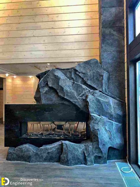 Diy Stone Wall Interior, Wall Tiles Interior, Fake Rock Wall, Faux Rock Walls, Pond Deck, Fake Stone Wall, Diy Stone Wall, Casa Rock, Artificial Stone Wall