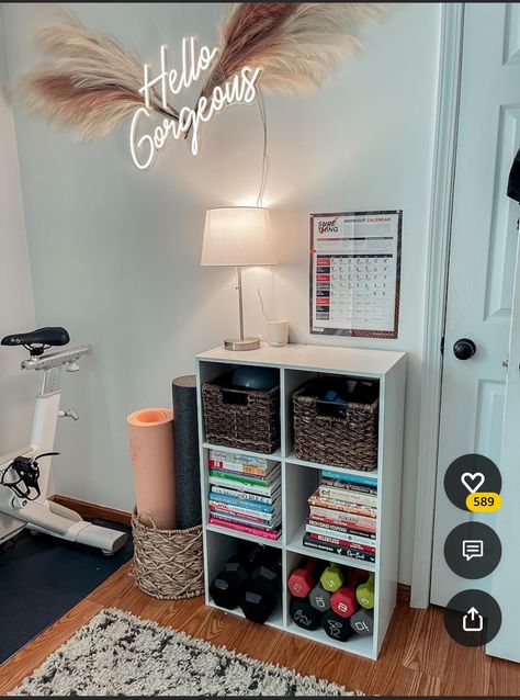 Bedroom With Workout Area, Bedroom Gym Corner, Small Home Gym Corner, Workout Corner In Bedroom, Exercise Corner, Small Gym Room, Small Workout Room, Gym Corner, Workout Corner