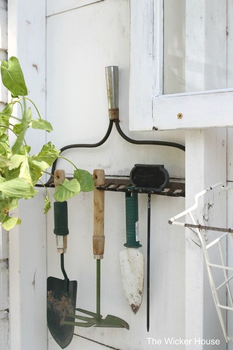 Creating a Potting Station Potting Shed Interior Ideas, Small Potting Shed, Grasses For Pots, Garden Station, Potting Station, Outdoor Potting Bench, Wicker House, Garden Nook, Greenhouse Shed