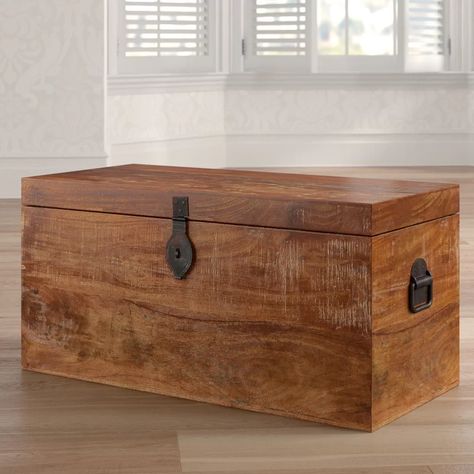 Mistana Angelique Storage Chest & Reviews | Wayfair Wicker Storage Trunk, Decorative Trunks, Chest Ideas, Small Space Interior Design, Wooden Trunks, Coffee Table Trunk, Storage Trunks, Cedar Chest, Storage Trunk