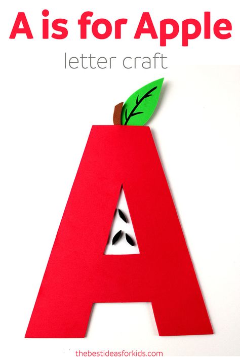 A fun and easy way to learn about the Letter A! Make this A is for Apple Letter Craft.  via @bestideaskids Apple Letters, Preschool Letter Crafts, A Is For Apple, Alphabet Crafts Preschool, Abc Crafts, Alphabet Letter Crafts, Apple Preschool, K Crafts, Apple Activities