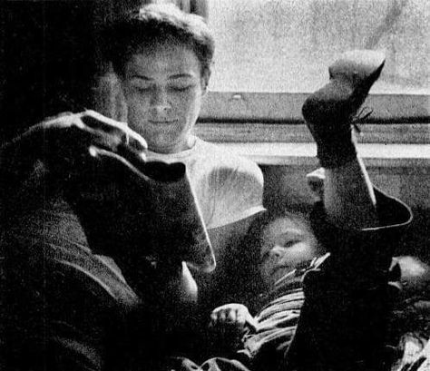 Marlon Brando Series on Instagram: "Bud (#MarlonBrando) babysits his nephew David (4 years old), reading BAMBI to him, while his sister, Jocelyn Brando, and her husband go out. Fun bit about this photo: In the original 1948 publication, it states Brando was so overcome by the tragic end to Bambi's mother, he almost wept, while his nephew remained unmoved, "only waved his foot." #MarlonBrandoSeries" Marlon Brando Old, Marlon Brando, Scenic Design, Most Handsome Men, Go Out, Selena Gomez, Vintage Men, Going Out, Actors