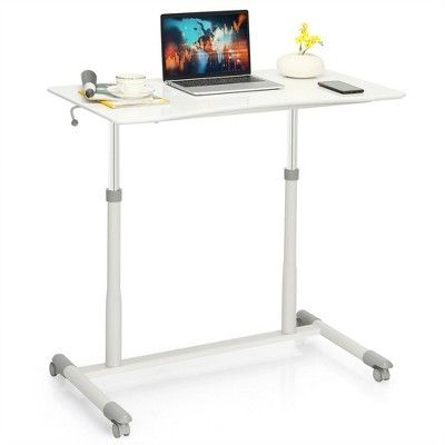 Adjustable Laptop Table, Rolling Desk, Rolling Table, Adjustable Computer Desk, Portable Desk, Adjustable Height Standing Desk, Stand Desk, Office Workstations, Sit To Stand