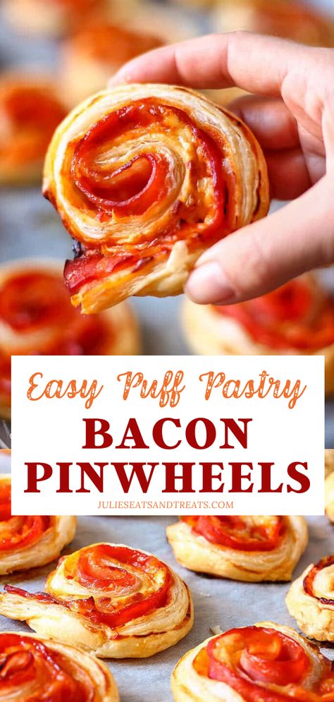 Cheddar Puff Pastry, Puff Pastry Appetizers Easy, Bacon Pinwheels, Puff Pastry Bacon, Puff Pastry Recipes Appetizers, Pastry Pinwheels, Puff Pastry Pinwheels, Pastry Pizza, Puff Pastry Appetizers