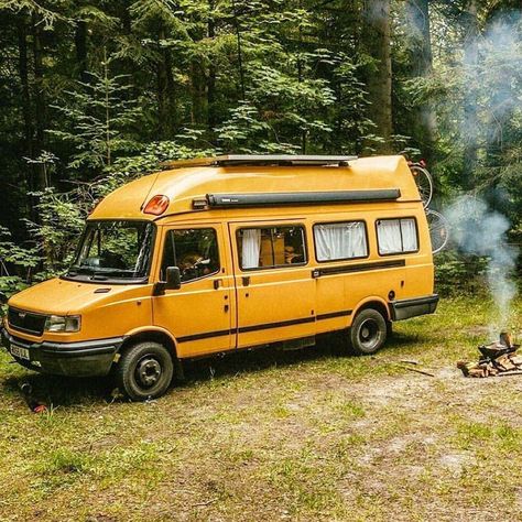 VanLife Travel Hub on Instagram: “Don’t you love a yellow van? This is beautifully styled camper would be perfect for any situation! 🚍 swipe to see more! Tag a buddy and…” Caravan Van, Deep In The Woods, Yellow Vans, Vans Yellow, Campervan Life, Living On The Road, Enjoying Life, Tiny House On Wheels, Camper Trailers