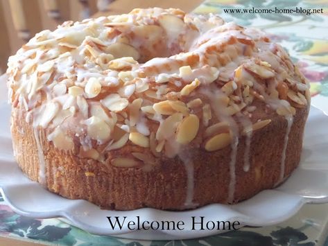 Welcome Home Blog: Glazed Almond Bundt Cake Almond Bundt Cake, Easy Bundt Cake Recipes, Almond Coffee Cake, Almond Desserts, Easy Bundt Cake, Almond Pound Cakes, Warm Cake, Cake Photography, Bundt Cakes Recipes