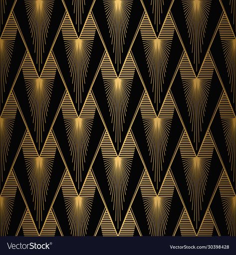 Art Deco Pattern Design, Black And Gold Background, Art Deco Design Graphics, Art Deco Motifs, Gold And Black Background, Art Deco Lines, Motif Art Deco, Bar Interior Design, Geometric Design Art