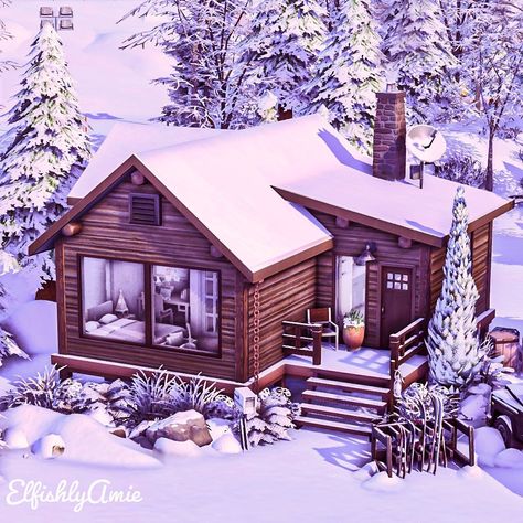 Sims 4 Houses Cabin, Sims 4 Cabin Build, Sims Cabin House, Winter Cabin Sims 4, Sims 4 Seasons House, Sims 4 Exterior Ideas, Sims 4 Winter House, Sims 4 Build Inspiration, Sims 4 Cabin House