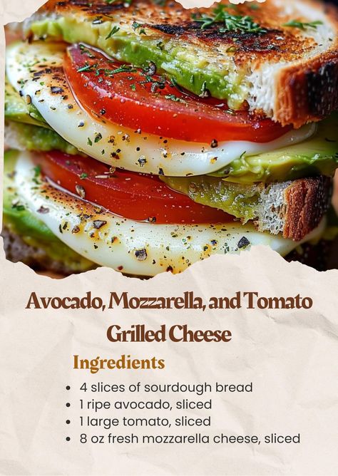 Avocado Tomato Grilled Cheese, Tomato And Avocado Sandwich, Avocado Mozzarella Tomato Grilled Cheese, Avocado Melt Sandwich, Tomato Avocado Grilled Cheese, Tomato Avocado Melt, Stove Top Bread Recipe, Tomato Grilled Cheese, Avocado Grilled Cheese