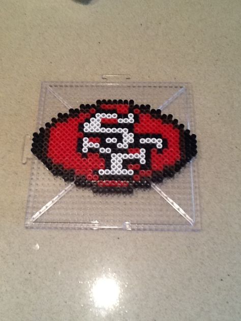 49ers perler bead art <3 49ers Perler Bead Patterns, Football Perler Beads, 49er Perler Beads, 49ers Perler Beads, Nfl Perler Beads, Chicago Bears Perler Beads, Football Helmet Perler Bead Patterns, Cleveland Browns Perler Beads, Perler Football