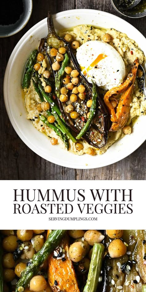 Hummus And Roasted Vegetables, Hummus With Roasted Vegetables, Vegan Hummus Bowl, Hummus With Veggies, What To Serve With Hummus, Hummus Bowl Recipes, Things To Eat With Hummus, Hummus Dishes, Hummus Board