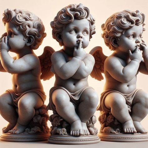 Evil Cherub, Baby Angel Statue, Cherubim Angels, Angel Sculpture Art, Baby Angel Tattoo, Cherub Statue, Sugar Skull Artwork, Cherub Tattoo, Cherub Sculpture