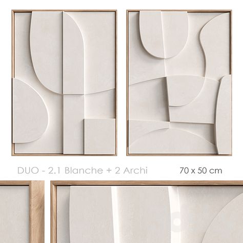 Relief DUO Blanche Archi - Frame - 3D Models Duo Wall Art, 3d Textured Art, Frame 3d, Textured Canvas Art, Plaster Art, Panel Wall Art, 3d Wall Art, Geometric Wall Art, Panel Art