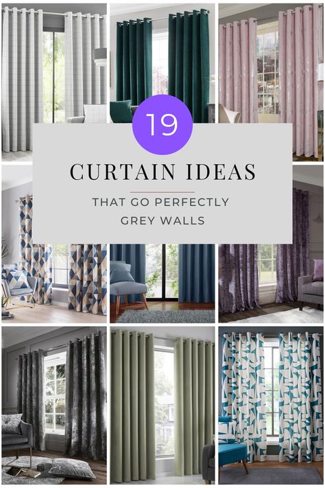 19 beautifully curated pairs of curtains that go with grey walls. Curtains With Grey Sofa, Fall Garland Mantle, Easy Fall Decorations, Curtains For Grey Walls, Grey Curtains Living Room, Sofa Design Living Rooms, Natural Fall Decor, Garland Mantle, Dark Grey Living Room