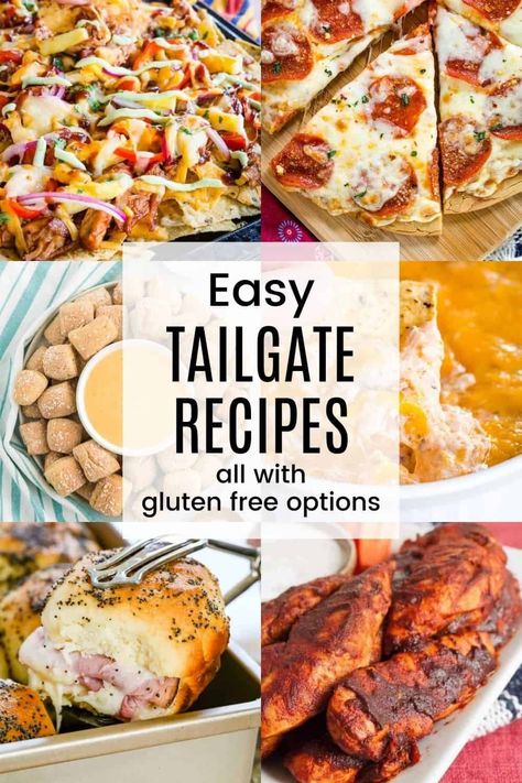 90+ Game Day Recipes - Enjoy your favorite football snacks and all the tailgate food you love. Dips, finger food, wings, nachos, chili, pizza, and more! Lots of gluten free options too! Gluten Free Game Day Appetizers, Gluten Free Tailgate Food, Vegetarian Tailgate Food, Tailgate Party Food Ideas, Best Tailgate Food, Game Day Dips, Food Wings, Tailgate Menu, Chili Pizza