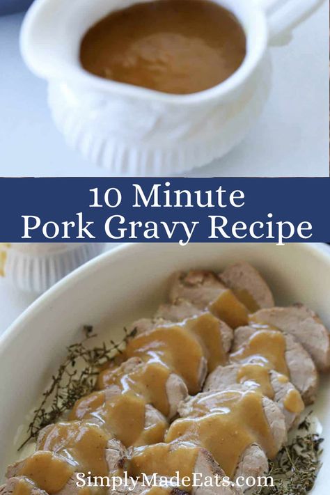 Roasted pork with gravy. Pork Roadt, Over Pork Chops, Pork Gravy Recipe, Easy Gravy Recipe, Pork Gravy, Roasted Pork Tenderloin, Roasted Pork, Gravy Sauce, Gravy Recipe