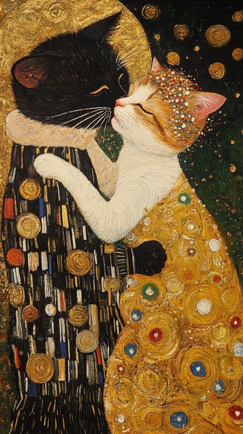 Library Cat, Cat Kiss, Wal Art, Autumn Wallpaper, Arte Peculiar, Image Chat, The Kiss, Cat Posters, Dessin Adorable