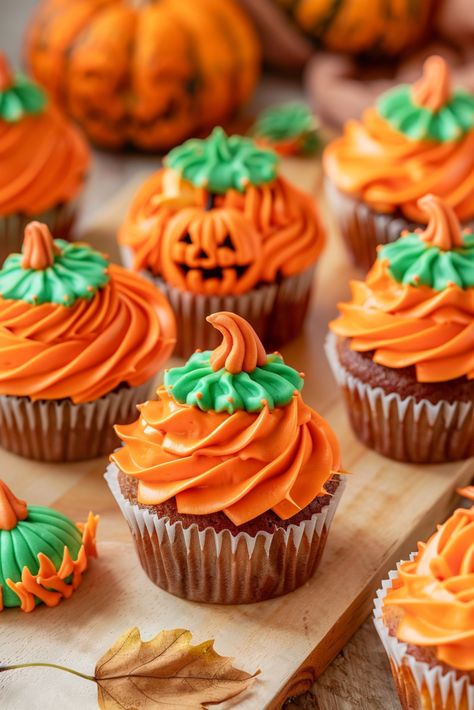 Bake & Decorate: Easy Buttercream Pumpkin Cupcakes Recipe Thanksgiving Cupcakes Ideas, Fall Cupcake Decorating Ideas, Pumpkin Cupcake Recipes, Cream Cheese Buttercream Frosting, Thanksgiving Cupcakes, Minion Cupcakes, Cinnamon Cream Cheese, Fall Cupcakes, Cream Cheese Buttercream