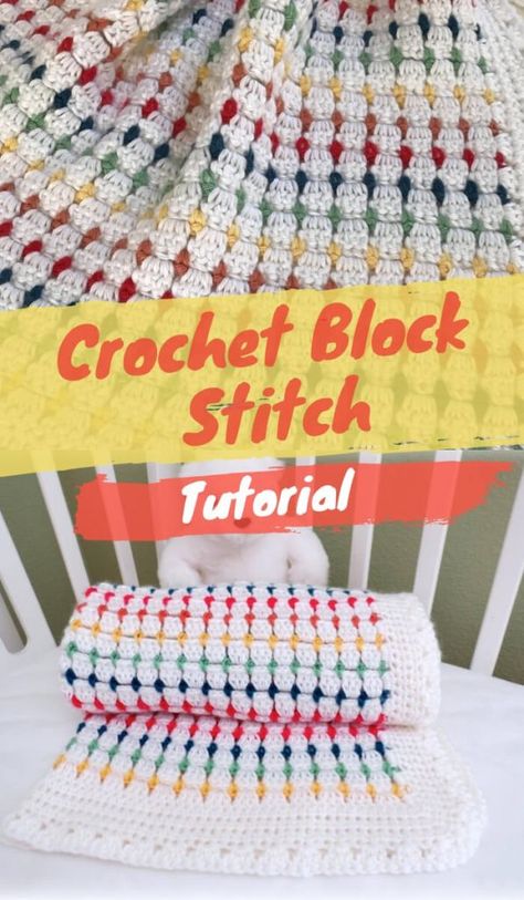 Bobble Stitch Crochet Blanket, Crochet Block Stitch, Block Stitch, Crochet Stitches For Blankets, Easy Crochet Stitches, Crochet Blocks, Stitch Tutorial, Crochet Quilt, Your Crochet