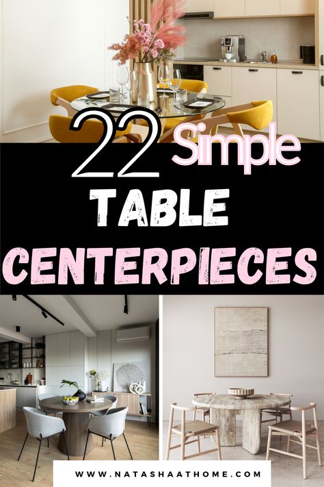 These simple and easy dining table centerpieces are perfect throughout the year to add elegance to your home. Boho Table Centerpieces For Home Dinner, Dining Room Centerpiece Everyday Modern, Simple Table Decorations Dinner, Diy Dining Table Decor Ideas, Useful Centerpiece Ideas, Formal Dining Room Table Decor Ideas, Small Kitchen Table Centerpiece Ideas, Everyday Table Decorations, Minimalist Table Centerpiece Ideas