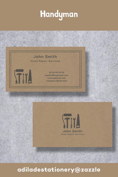 Customizable Brown & Kraft Business Card for Handyman & Home Repair Service! Brown Kraft Business Cards, Service Business Card, Kraft Business Cards, Handyman Business, Home Repair Services, Service Business, Services Business, Brown Kraft, Home Repair