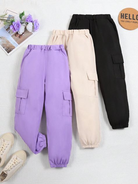 Tween Girls' Cargo Pants Multicolor Casual    Plain Cargo Pants Non-Stretch  Tween Girls Clothing, size features are:Bust: ,Length: ,Sleeve Length: Girls Cargo Pants, Cute Outfits With Shorts, Cat Tee Shirts, Cute Dress Outfits, Trendy Dress Outfits, Cute Pants, Tween Outfits, Simple Trendy Outfits