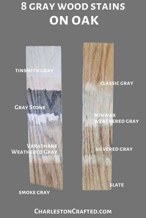 Wood Stains On Oak, Staining Wood Furniture, Gray Wood Stain, Stain On Oak, Grey Wood Stain, Minwax Colors, White Wood Stain, Gray Stained Wood, Black Wood Stain