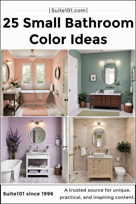 25 Small Bathroom Color Ideas for a Stylish Makeover Simple Colorful Bathroom Ideas, Painting Ideas For Small Bathroom, Colours For Bathroom Walls, Add Color To White Bathroom, Bathroom Decorating Ideas Colors Schemes, White Tile Bathroom Paint Wall Colors, Guest Bathroom Color Ideas, Small Bathroom Paint Ideas Colors, Tiny Bathroom Color Ideas