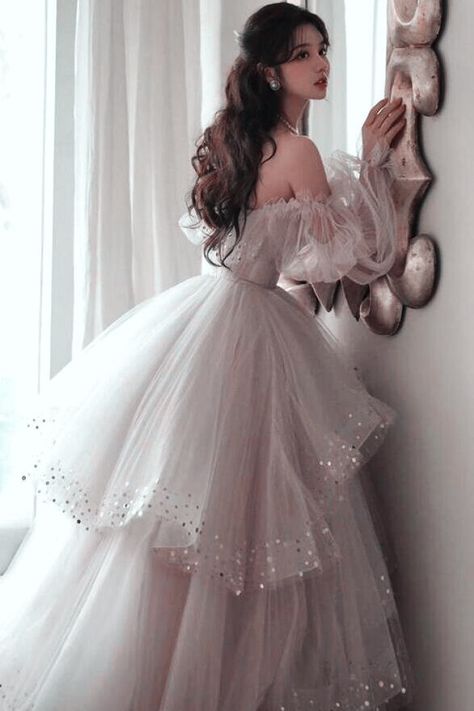 dress | aesthetic | princess | fairytale Wedding Dress Aesthetic Fairy, Fairy Ball Gown Aesthetic, Fairy Core Ball Gown, Fairy Tail Dress Aesthetic, Princess Outfits Royal Aesthetic, Royal Ball Dress Aesthetic, Big Poofy Dresses Aesthetic, Princess Prom Dress Aesthetic, American Princess Dresses