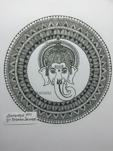 Ganesha Mandala zentangle Ganesha Mandala, Mandala Zentangle, Sketches Pencil, Doodle Ideas, Doodle Art Drawing, Mandala Art Lesson, Ganesha Painting, Art Drawings Sketches Pencil, Jewellery Sketches