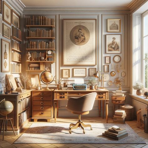 Light Academia Aesthetic Home Office, Light Academia Study Room, Light Academia Aesthetic Office, Light Academia Office Aesthetic, Light Academia Home Office, Light Academia Classroom, Light Academia Apartment, Light Academia Desk, Modern Victorian Office