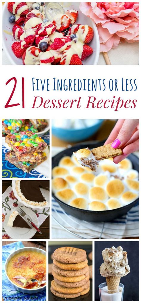 21 Five Ingredients or Less Desserts  - totally from scratch or made with the help of convenience foods like cake mix and pie crust, you'll find a sweet treat for every occasion, whether casual or elegant in this delicious and decadent recipe collection. Five Ingredient Desserts, 5 Ingredient Desserts, Southern Recipes Desserts, Super Easy Desserts, Slow Cooker Recipes Dessert, Baked Cheesecake Recipe, Holiday Dessert Recipes, Quick Easy Desserts, Easy Summer Desserts